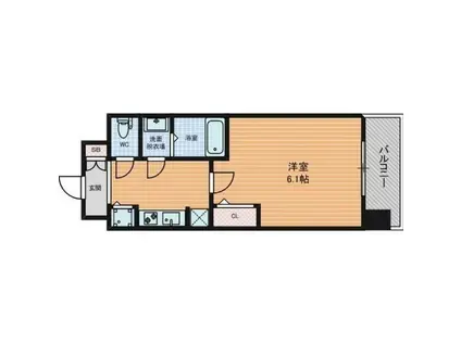 スワンズシティ大阪城南(1K/6階)の間取り写真