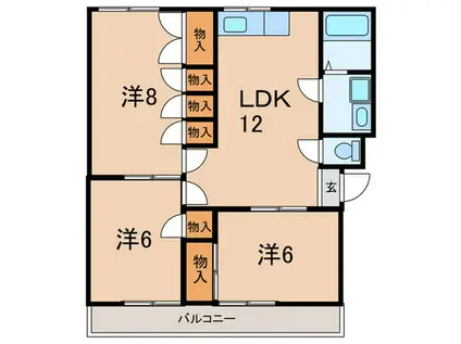 山手マンション(3LDK/2階)の間取り写真