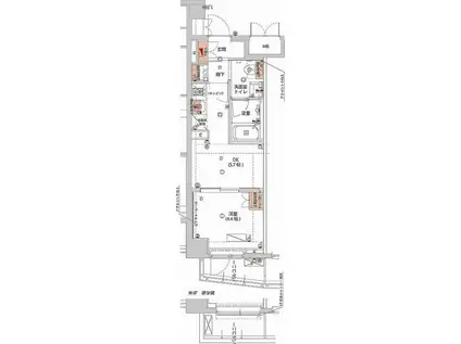 神楽坂ヒルズSECONDレジデンス(1DK/3階)の間取り写真