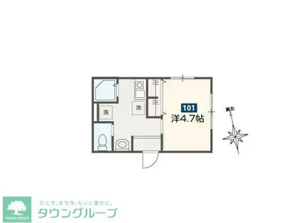 MELLAS日進III(1K/1階)の間取り写真