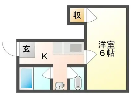 黒住ビル(1K/3階)の間取り写真