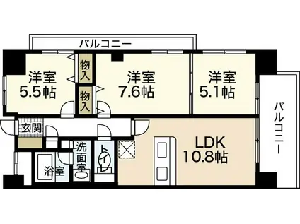 クレール牛田本町(3LDK/3階)の間取り写真