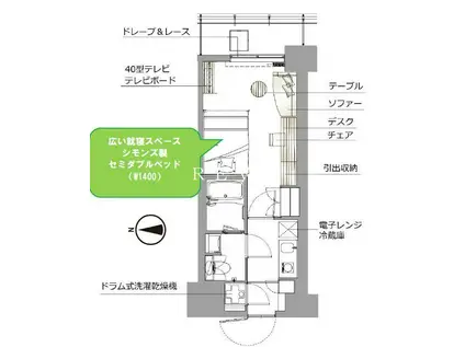 レックスガーデン神楽坂北町(1K/3階)の間取り写真