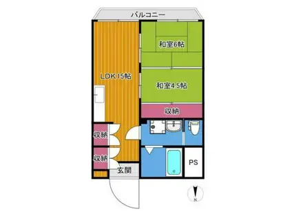 松庵レジデンツ(2LDK/2階)の間取り写真