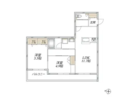 滝野川1丁目メゾン(2LDK/4階)の間取り写真