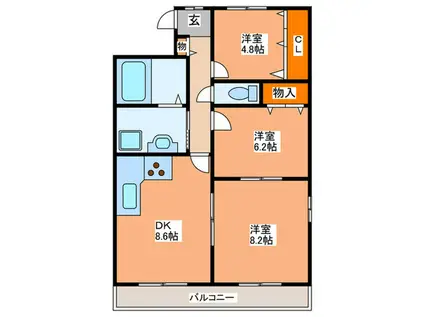 BONHEUR関目(3DK/6階)の間取り写真