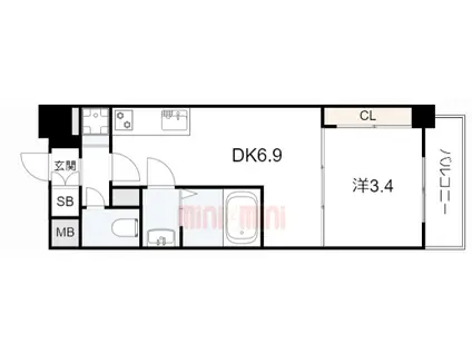 SDグランツ神戸ランドマーク(1DK/3階)の間取り写真