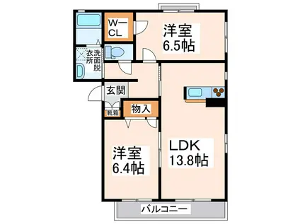 クレールメゾンYOU(2LDK/3階)の間取り写真