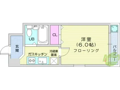 ユンクハイム(1K/2階)の間取り写真