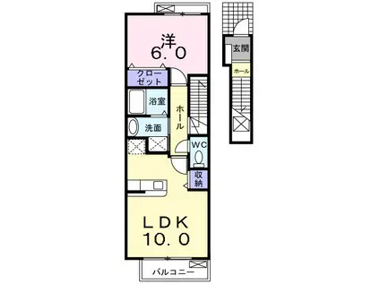 キングハウスI(1LDK/2階)の間取り写真