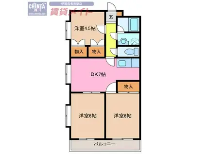 コスモスイン(3DK/3階)の間取り写真