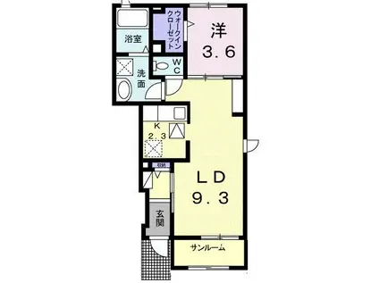 ブエナビスタ(1LDK/1階)の間取り写真