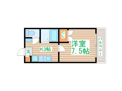 パレドゥ エトワール(1K/2階)の間取り写真