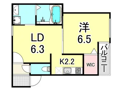 フジパレス長洲公園II番館(1LDK/3階)の間取り写真
