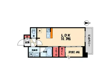 セレニテフラン本町(1LDK/10階)の間取り写真