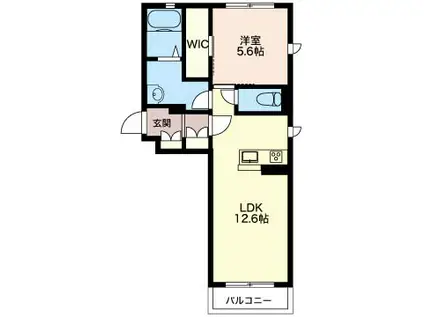 アルト・ポンテ(1LDK/1階)の間取り写真