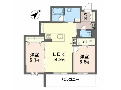アンビエラ八事(2LDK/3階)の間取り写真