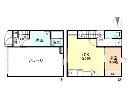 ガレッジ花園町(1LDK/1階)の間取り写真
