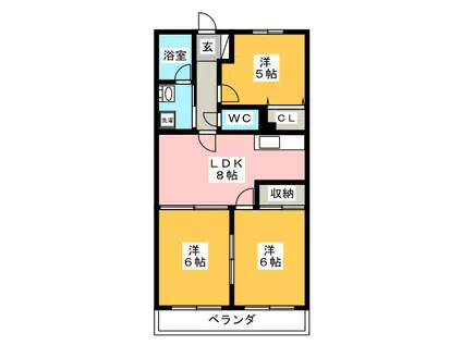 ビエント内海(3LDK/2階)の間取り写真