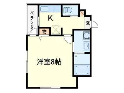 アップル上田辺(1K/2階)の間取り写真