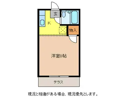 ハイツ岡本(1K/1階)の間取り写真