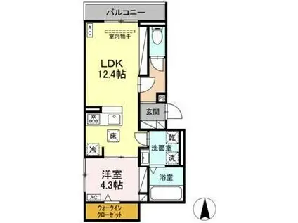 ルヴィータ本陣(1LDK/1階)の間取り写真