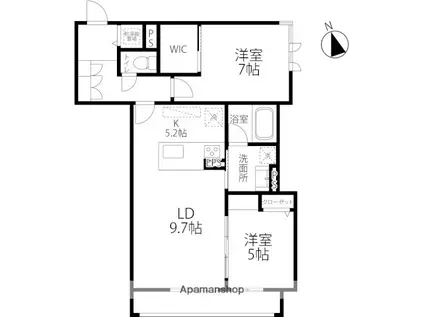 フォルトゥーナ泉が丘(2LDK/2階)の間取り写真