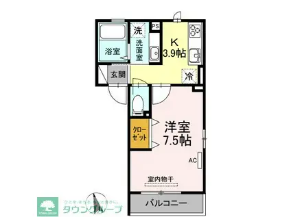 JUNES大倉山(1K/2階)の間取り写真