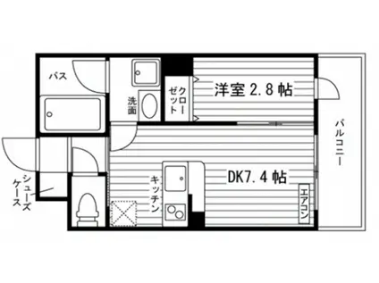ミルディエス向山(1DK/2階)の間取り写真