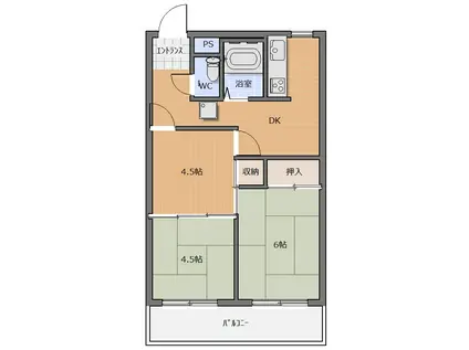 カロンズ鈴蘭台北町(3DK/4階)の間取り写真