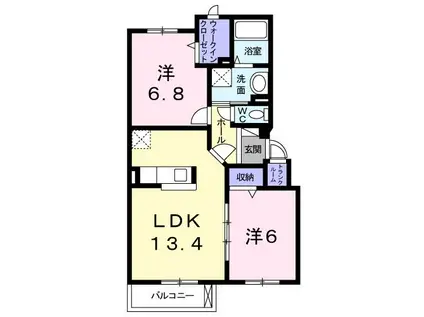 トロワ・ベル・フィーユ(2LDK/4階)の間取り写真