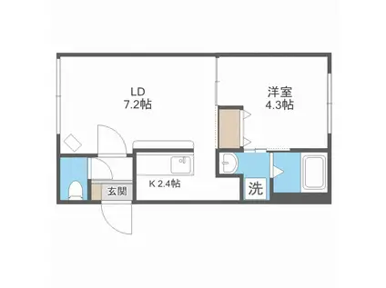 VIENTO美園(1LDK/3階)の間取り写真