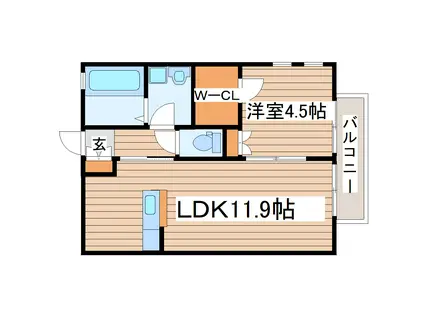 インフィニティ富沢弐番館(1LDK/2階)の間取り写真