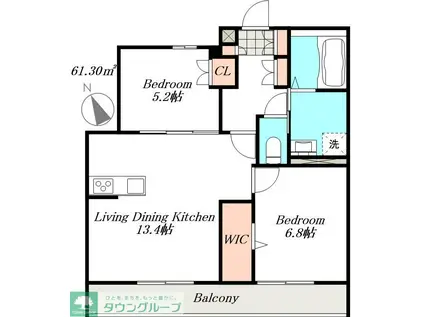 アーク・アムール一ツ木(2LDK/1階)の間取り写真