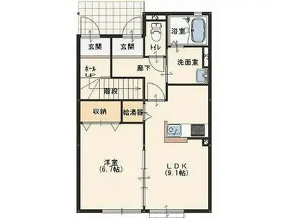 カーサ コンフォルト(1LDK/1階)の間取り写真