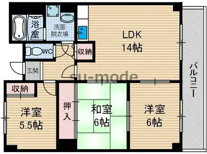 ファミール若園(3LDK/2階)の間取り写真