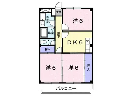 コーポ江原(3DK/2階)の間取り写真