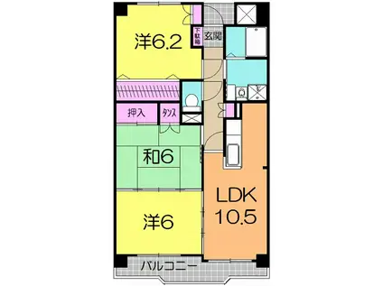 エスペランサ(3LDK/6階)の間取り写真