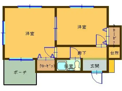 ロイヤルコーポ琴の浦(2K/3階)の間取り写真