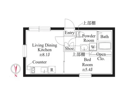 カーサフィオーレ亀戸(1LDK/1階)の間取り写真
