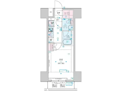 ジェノヴィア川崎7(1K/14階)の間取り写真