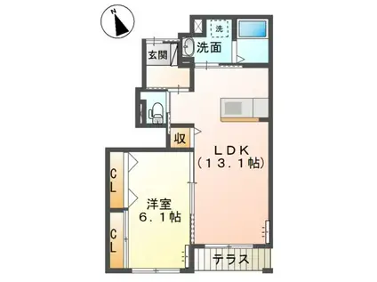 サイド フジ(1LDK/1階)の間取り写真