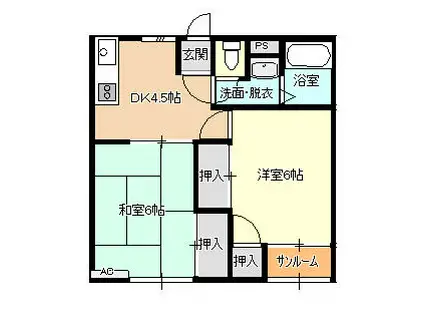 レジデンスR(2DK/2階)の間取り写真