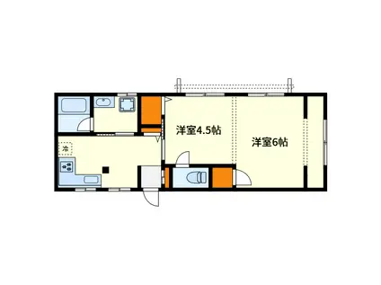 Kハウス(1DK/1階)の間取り写真