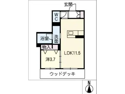 シャーメゾン如月(1LDK/1階)の間取り写真