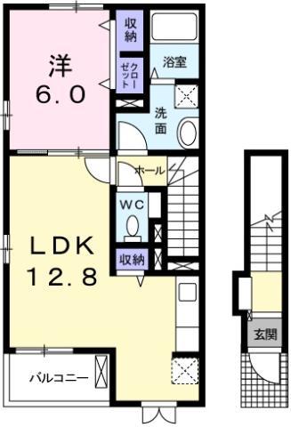 ミルト住吉II(1LDK/2階)の間取り写真