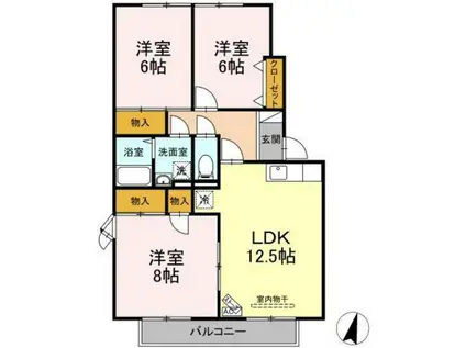 メイユールヤマタケA(3LDK/1階)の間取り写真