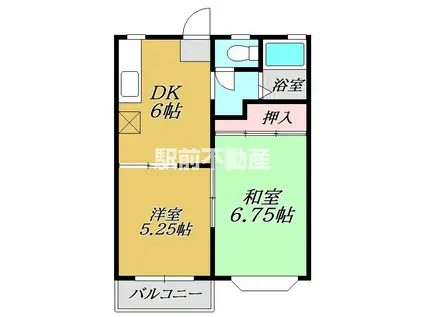 ベルメゾン多布施(2DK/1階)の間取り写真