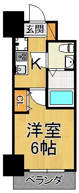 アリビオ立花1(1K/8階)の間取り写真