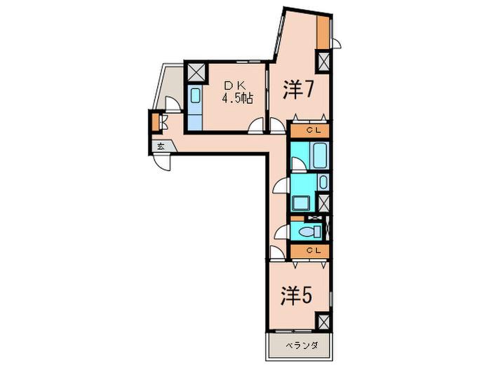 ソレイユ駒沢(2DK/6階)の間取り写真